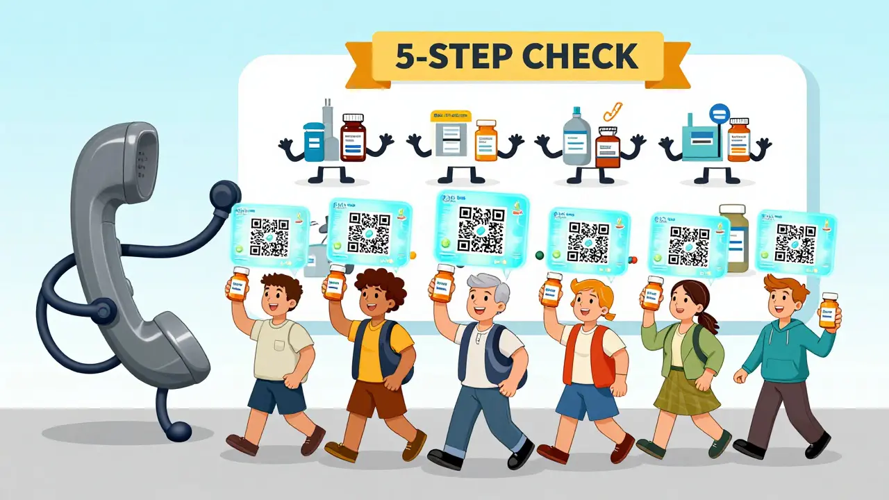 People scan QR codes on medicine bottles, revealing a holographic blockchain trail of their drug's journey.