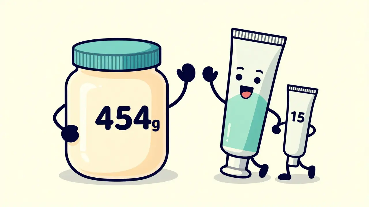 Anthropomorphic tubes and jars of medicated cream in a 1930s animation style.